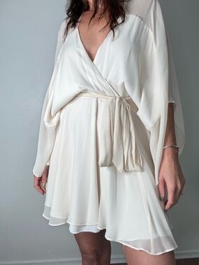 Mara Hoffman Cream Wrap-Style Mini Dress